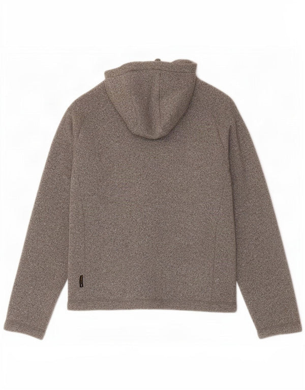 Jack Wolfskin Suéter feminino com capuz e zíper Reino Unido 18/20 XL poliéster manchado cinza