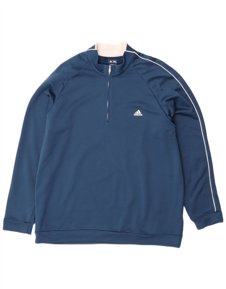 Adidas Mens Climalite Zip Neck Pullover Treino Top 2XL Azul Poliéster