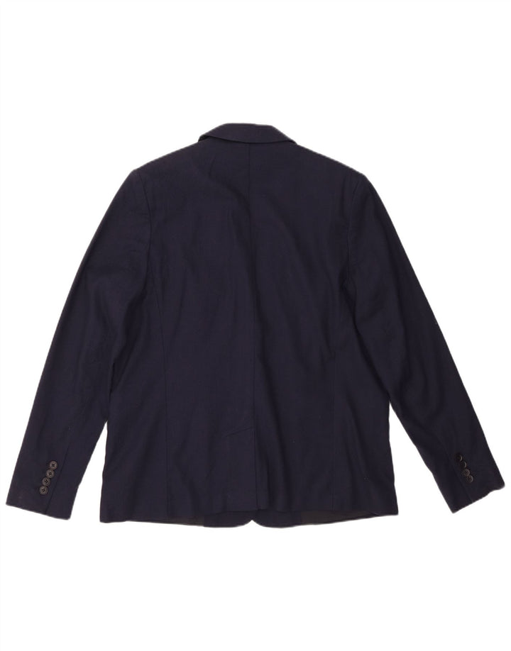 Blazer feminino Lacoste com 1 botão, tamanho 44, grande, azul marinho, algodão