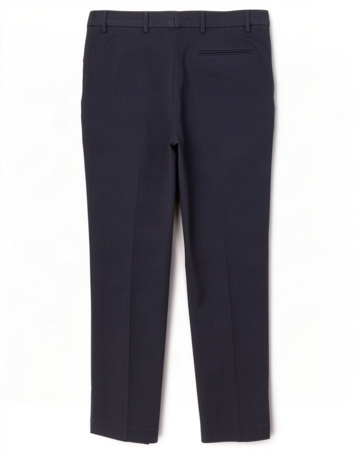 Calça masculina de ajuste regular Marks & Spencer W34 L33 azul marinho poliéster