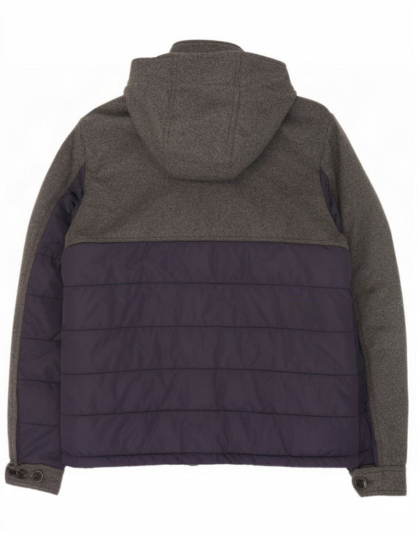 Jaqueta masculina acolchoada com capuz Tommy Hilfiger Reino Unido 40 grande bloco cinza