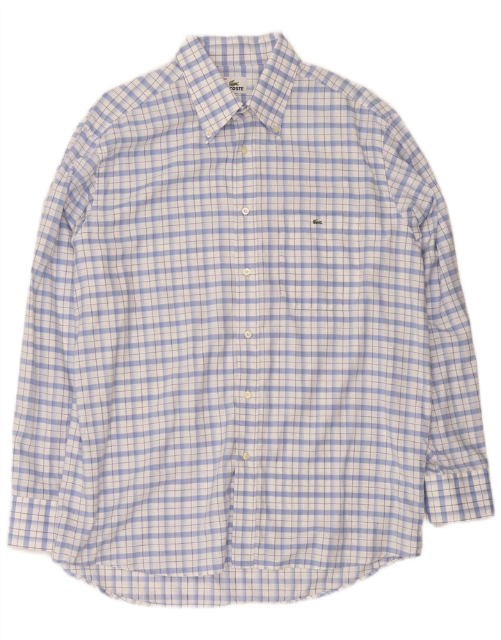 Camisa masculina Lacoste tamanho 44 XL algodão xadrez azul