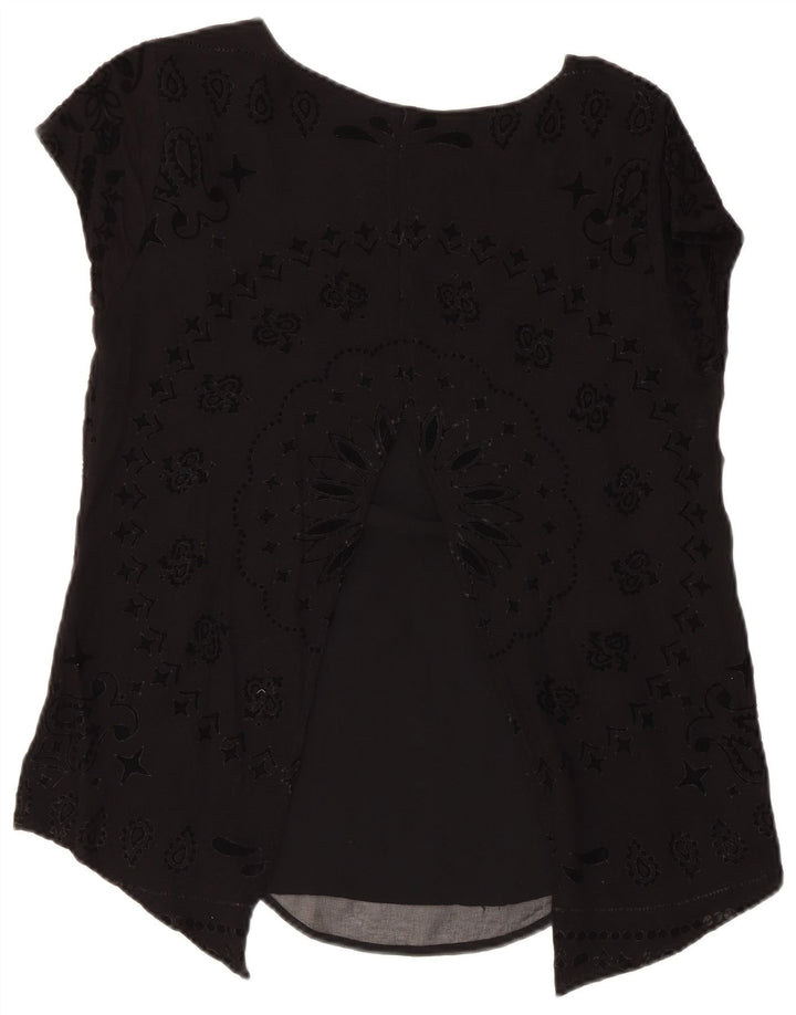 Blusa Feminina Desigual Top UK 12 Médio Preto Paisley