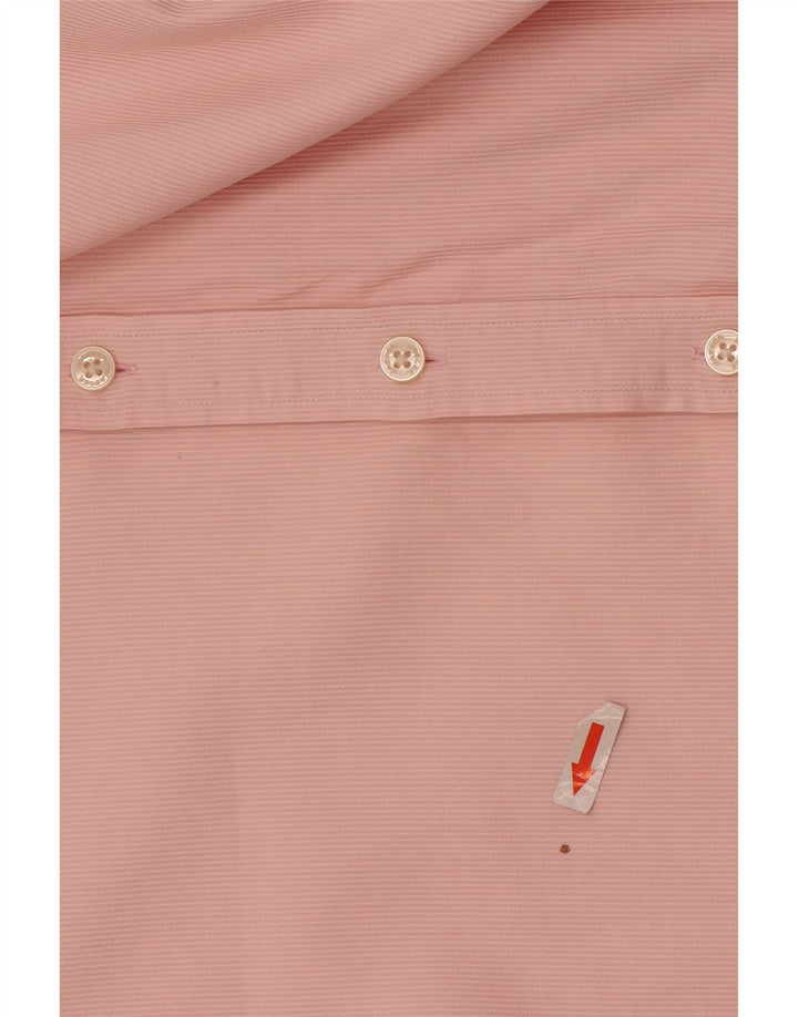 Camisa masculina moderna Jaeger tamanho 15 1/2 algodão listrado rosa médio