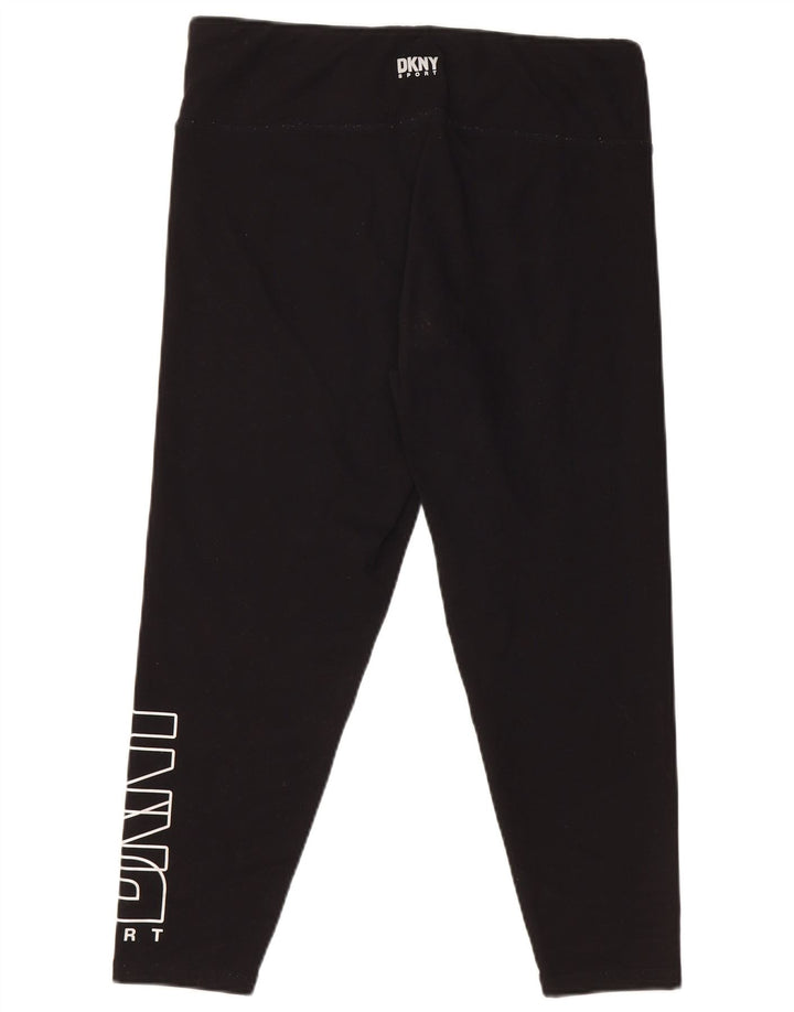 Leggings capri femininos DKNY Reino Unido 18 XL preto poliéster