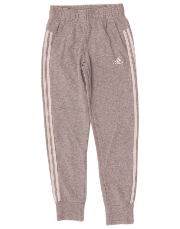 Adidas meninas calças de treino joggers 12-13 anos cinza manchado algodão