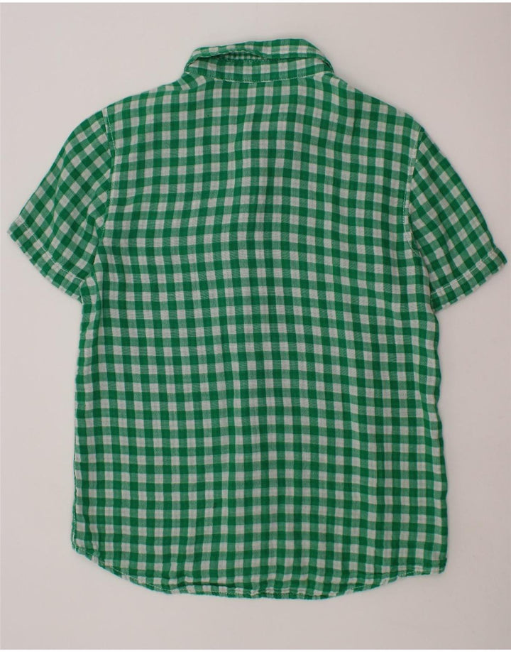Camisa de manga curta masculina BENETTON 10-11 anos verde guingão