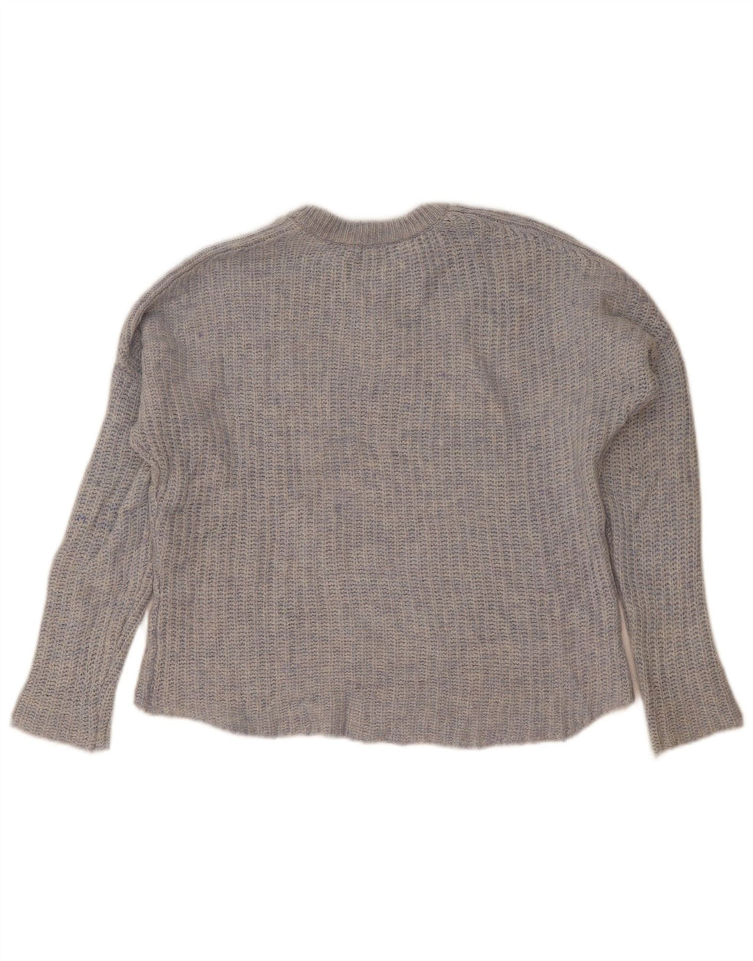 Zara Suéter feminino oversized com gola canoa Reino Unido 14 médio azul manchado