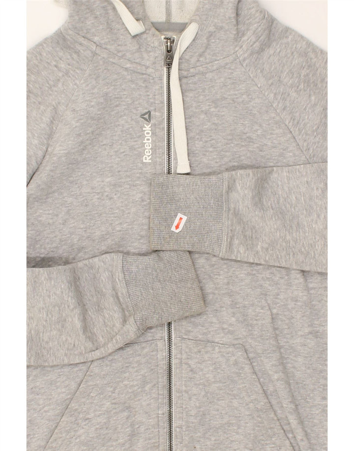 REEBOK Womens Zip Hoodie Sweater UK 6 XS Grey | Vintage Reebok | Thrift | Second-Hand Reebok | Used Clothing | Messina Hembry 