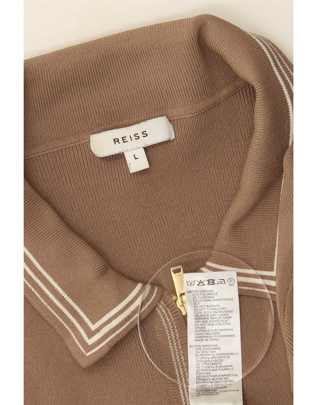 Suéter cardigã masculino Reiss grande viscose marrom