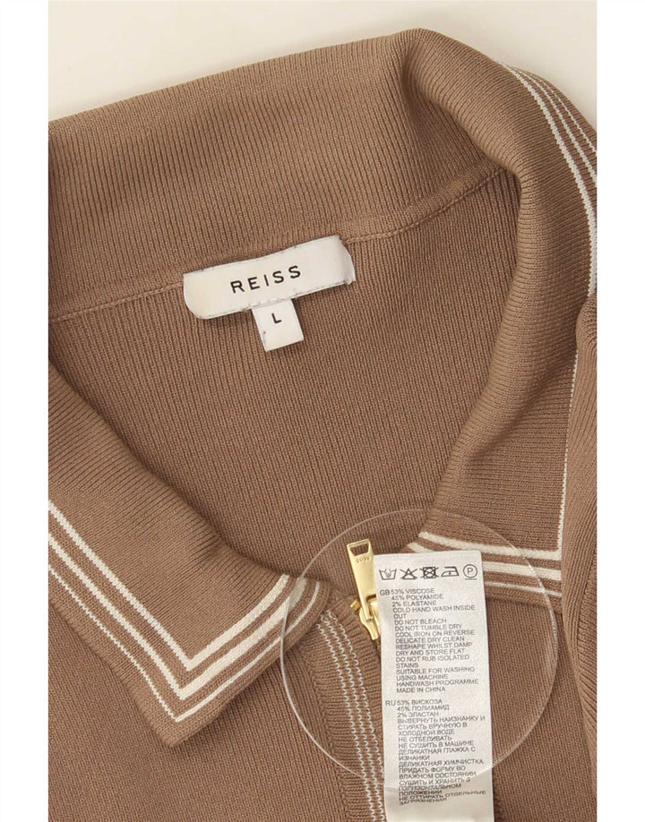 Suéter cardigã masculino Reiss grande viscose marrom