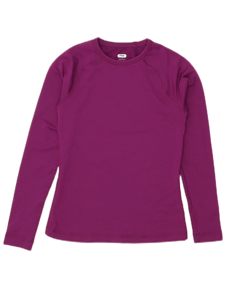Fila Womens Graphic Top Manga Longa UK 10 Pequeno Roxo Poliéster