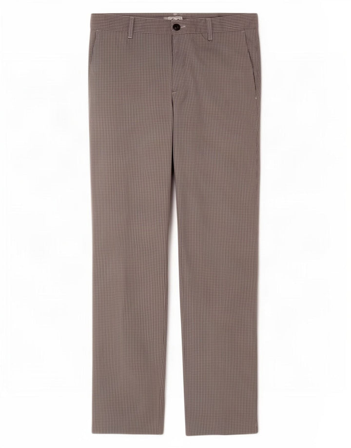 Adidas Mens Straight Chino Calças W32 L30 Cinza Gingham Poliéster
