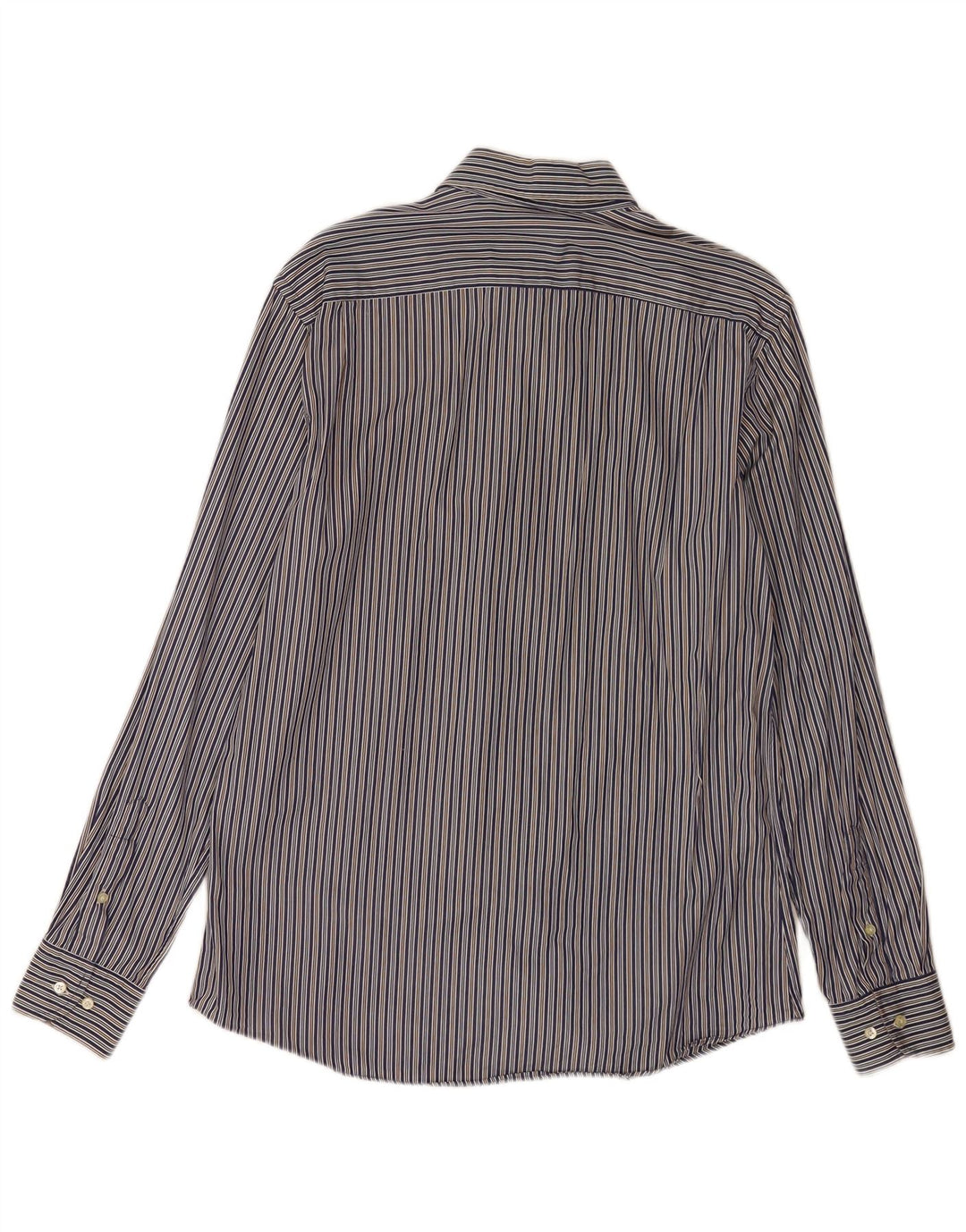 Camisa masculina Massimo Dutti grande algodão listrado azul