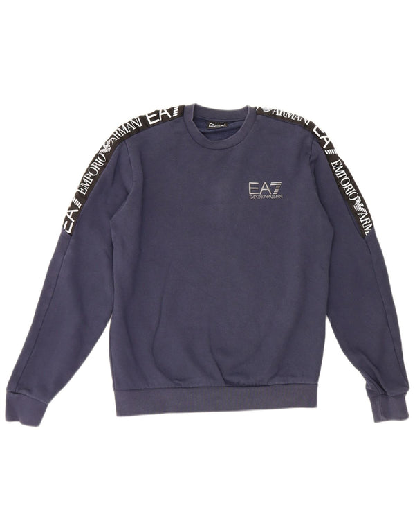 Emporio Armani moletom gráfico masculino jumper XS azul marinho colorblock