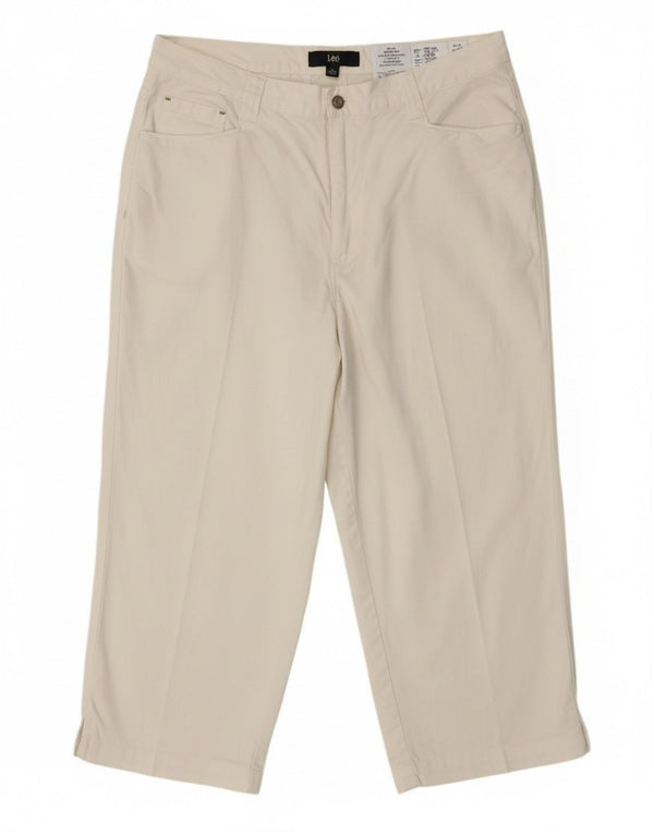 Bermuda feminina Lee de cintura alta com ajuste solto US 16 XL W34 algodão branco