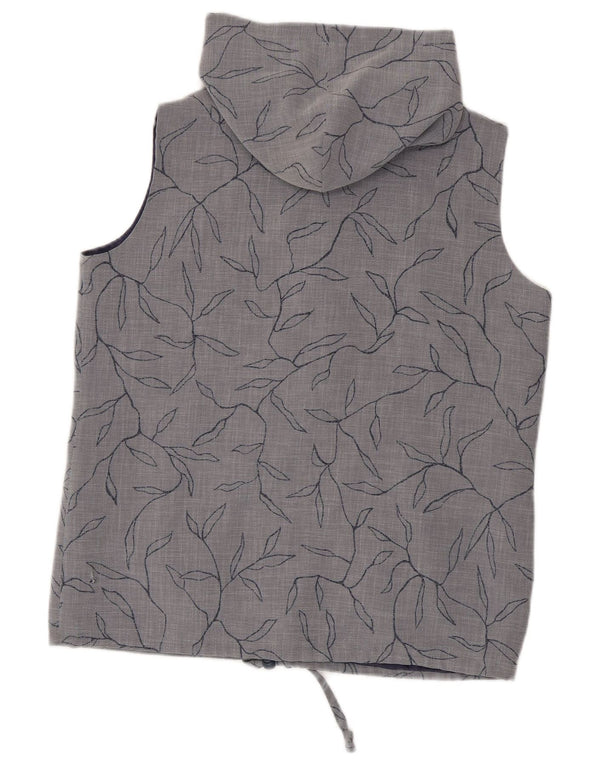 Colete com capuz feminino Max Pierre UK 14 grande poliéster floral cinza