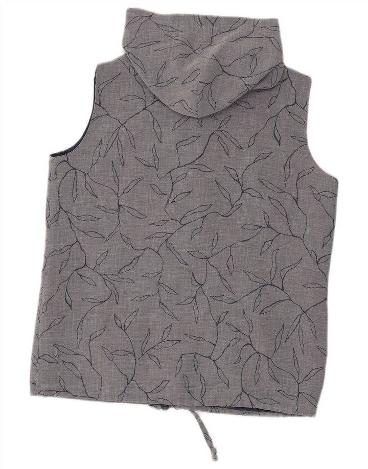 Colete com capuz feminino Max Pierre UK 14 grande poliéster floral cinza