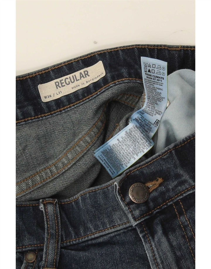 Calça jeans reta regular masculina Marks & Spencer W36 L31 algodão azul
