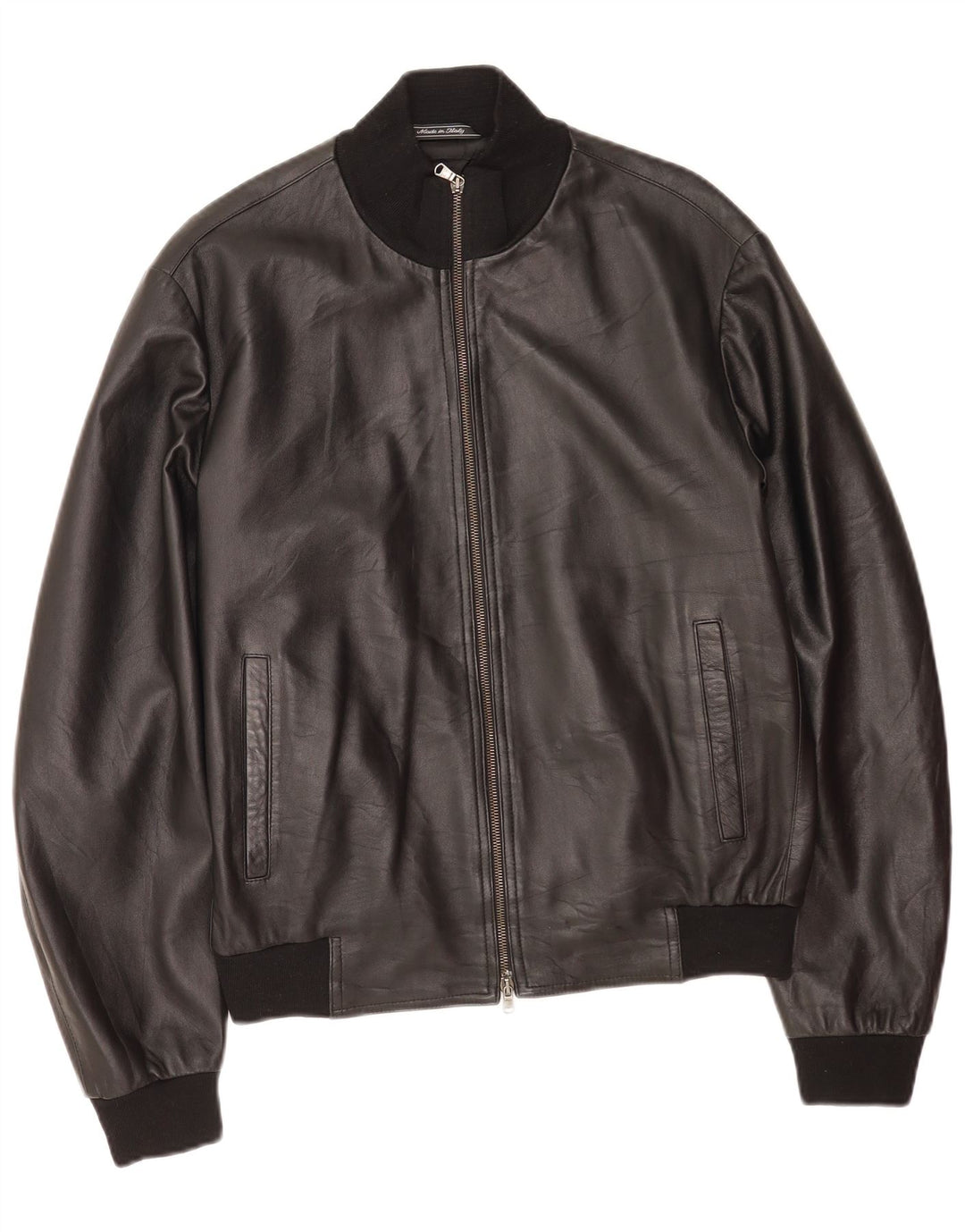 Jaqueta de couro masculina vintage IT 50 grande couro preto