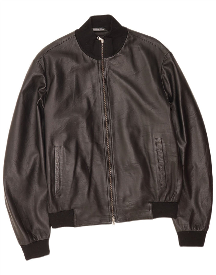 Jaqueta de couro masculina vintage IT 50 grande couro preto