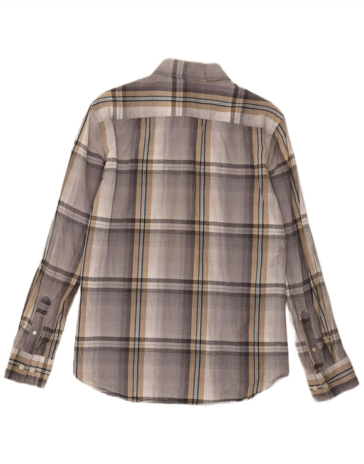 Camisa masculina French Connection algodão xadrez cinza médio