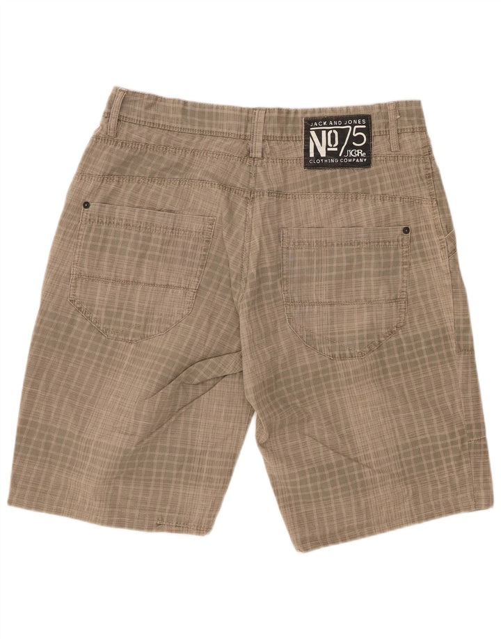 Shorts casuais masculinos JACK & JONES grandes W34 xadrez bege