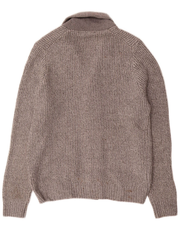 Suéter cardigã masculino Marks & Spencer cinza médio manchado acrílico