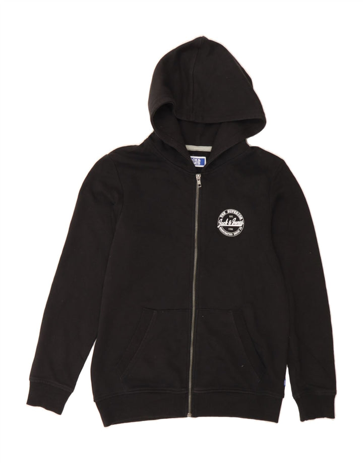 JACK & JONES Boys Zip Hoodie Sweater 13-14 Years Black Cotton Vintage Jack & Jones and Second-Hand Jack & Jones from Messina Hembry 