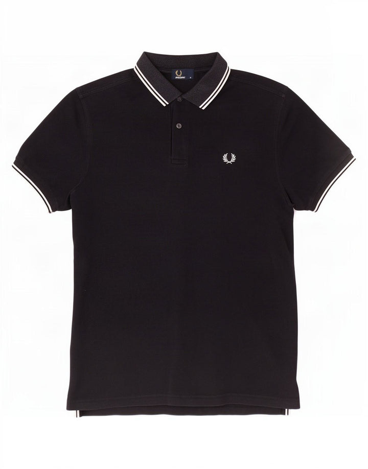 Camisa polo masculina Fred Perry de algodão preto médio