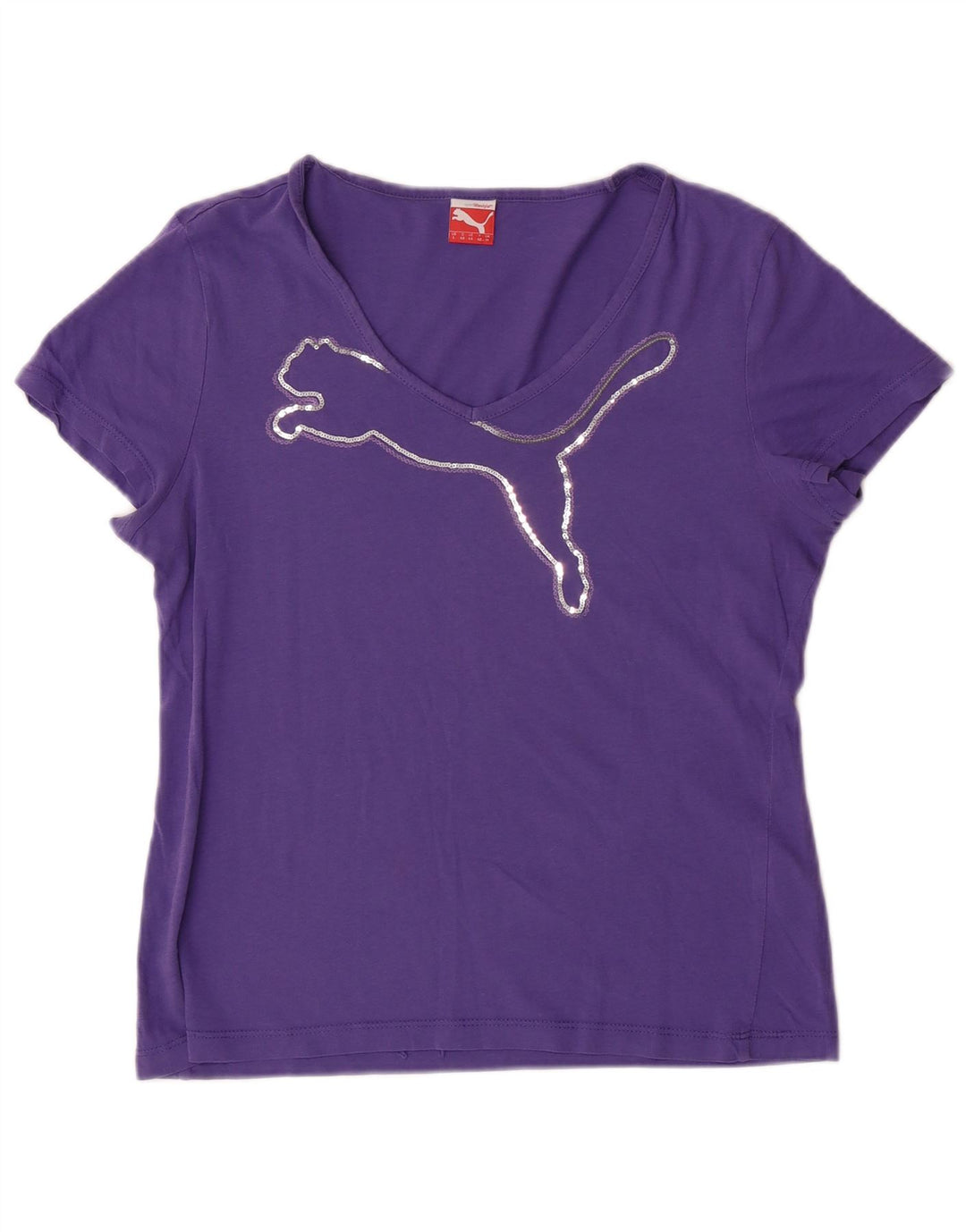 Camiseta feminina PUMA com estampa gráfica UK 14 Médio Roxo