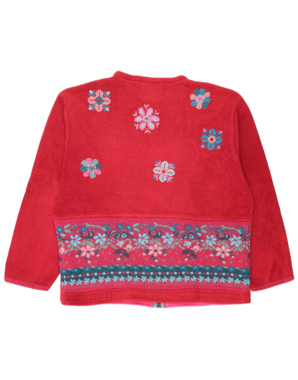 Jaqueta de lã de grandes dimensões Silvy Womens UK 14 poliéster floral vermelho médio