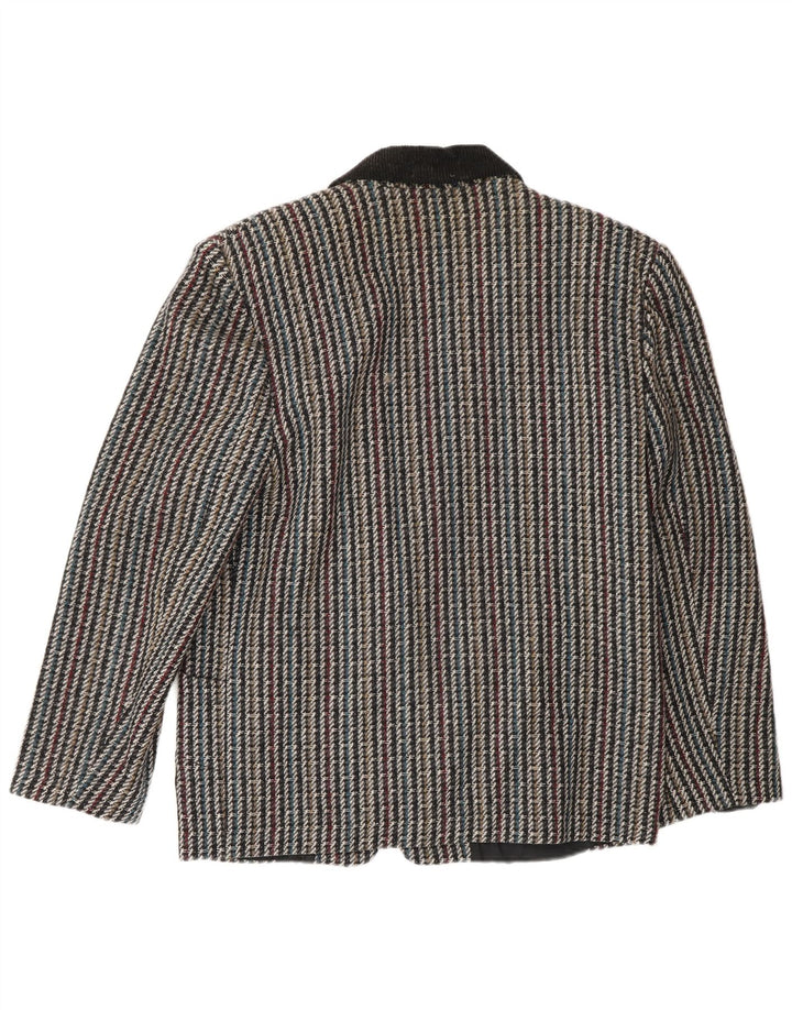 Jaqueta blazer feminina vintage com 1 botão Reino Unido 10 pequena xadrez multicolorida