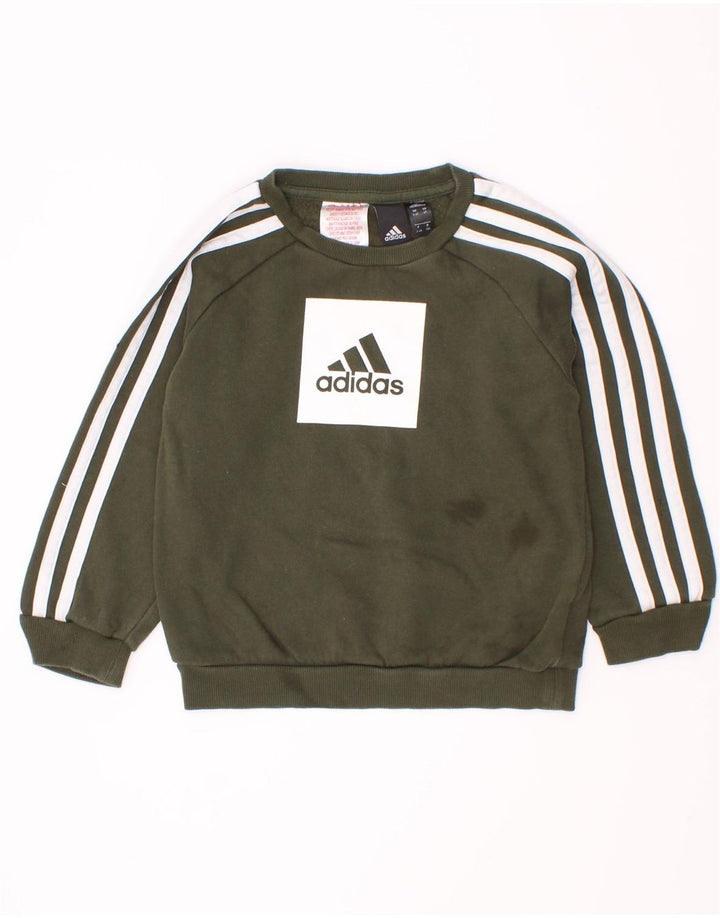 Suéter gráfico Adidas Boys 3-4 anos algodão verde