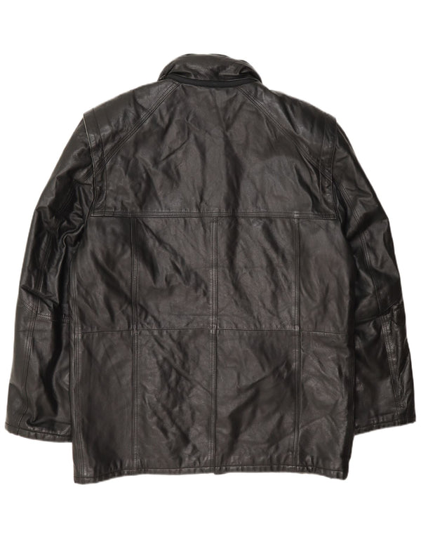 Jaqueta de couro masculina vintage UK 40 grande preta