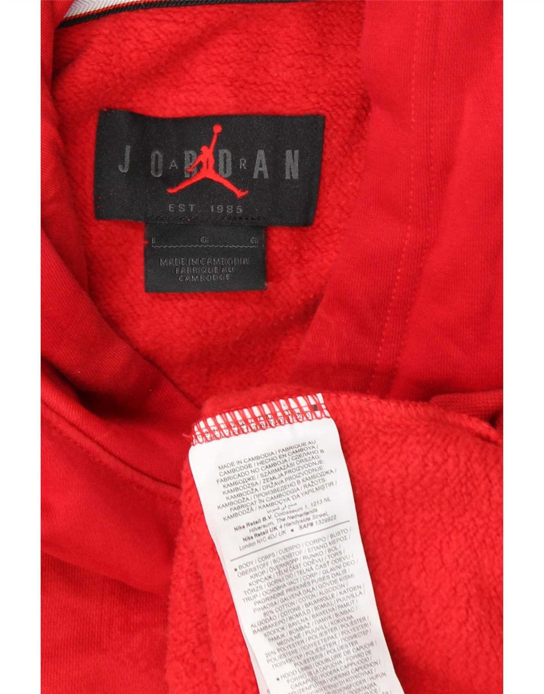 Jordan moletom com capuz masculino grande algodão geométrico vermelho