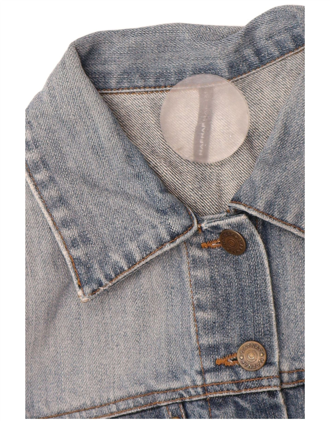 Jaqueta jeans feminina Naf Naf Reino Unido 12 algodão floral azul médio