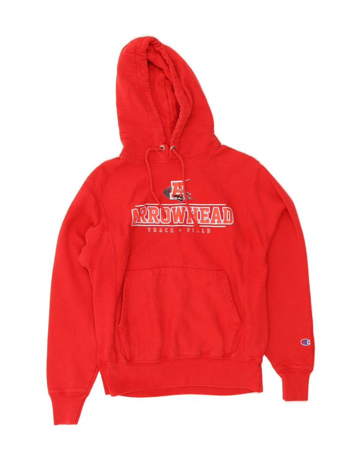 CHAMPION Mens Arrowhead Graphic Hoodie Jumper Small Red Cotton Vintage Champion and Second-Hand Champion from Messina Hembry 