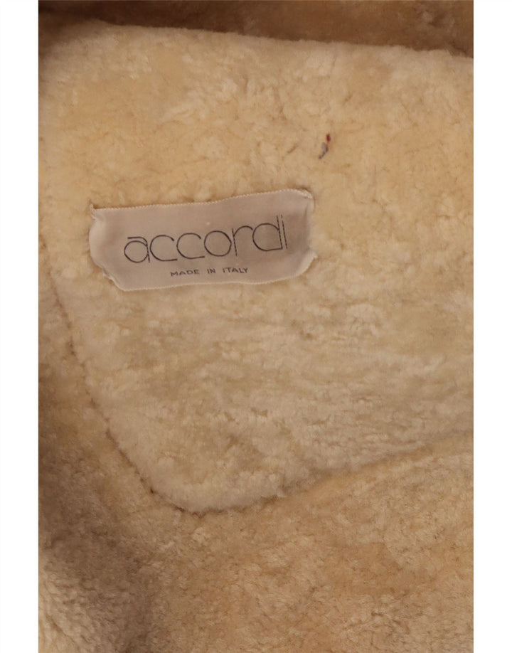 Jaqueta masculina vintage Shearling UK 38 couro marrom médio clássico