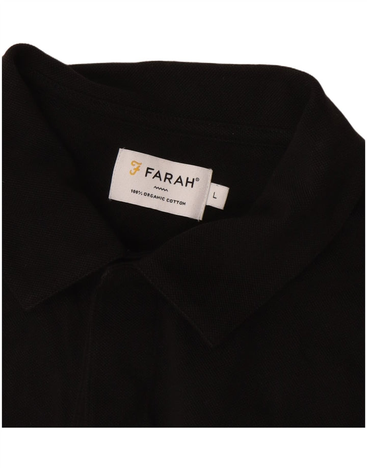 Farah Camisa polo masculina de manga comprida grande algodão preto