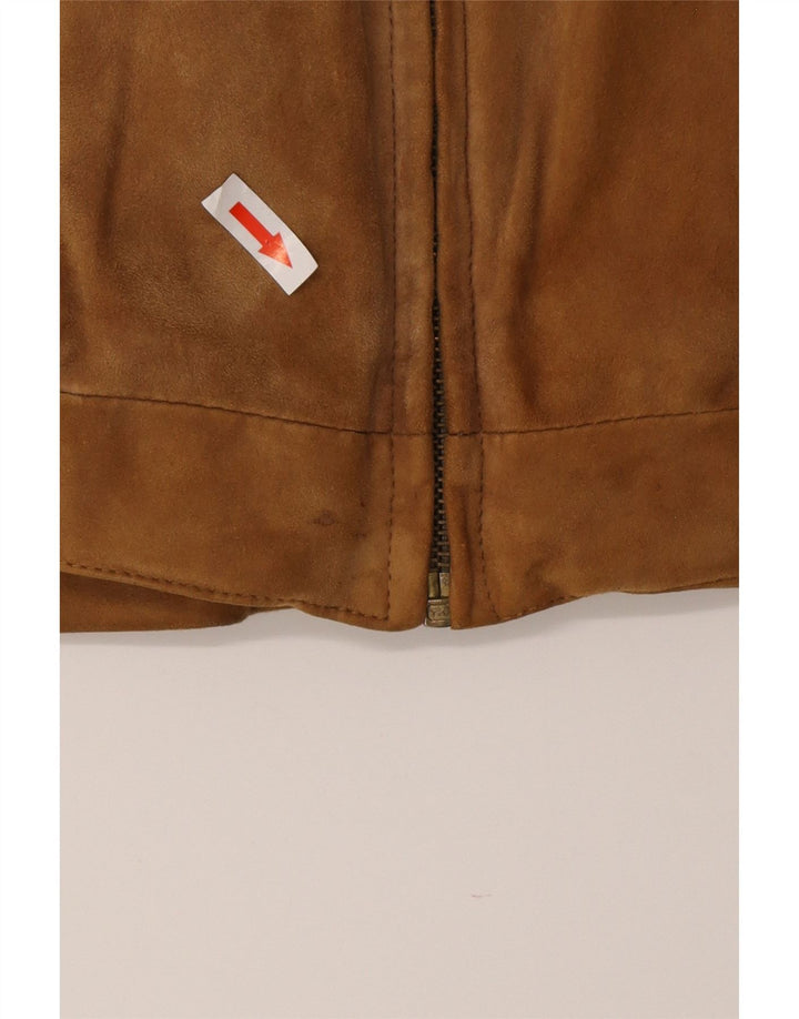 Jaqueta bomber masculina vintage de camurça IT 50 couro marrom grande