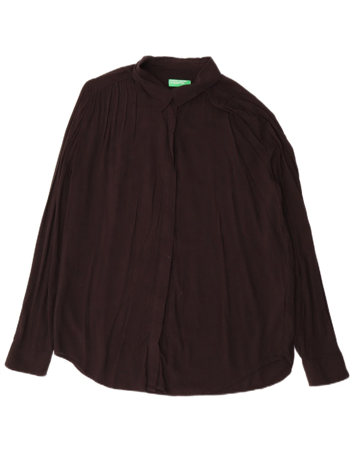 Blusa feminina oversized Benetton Reino Unido 16 grande viscose preta