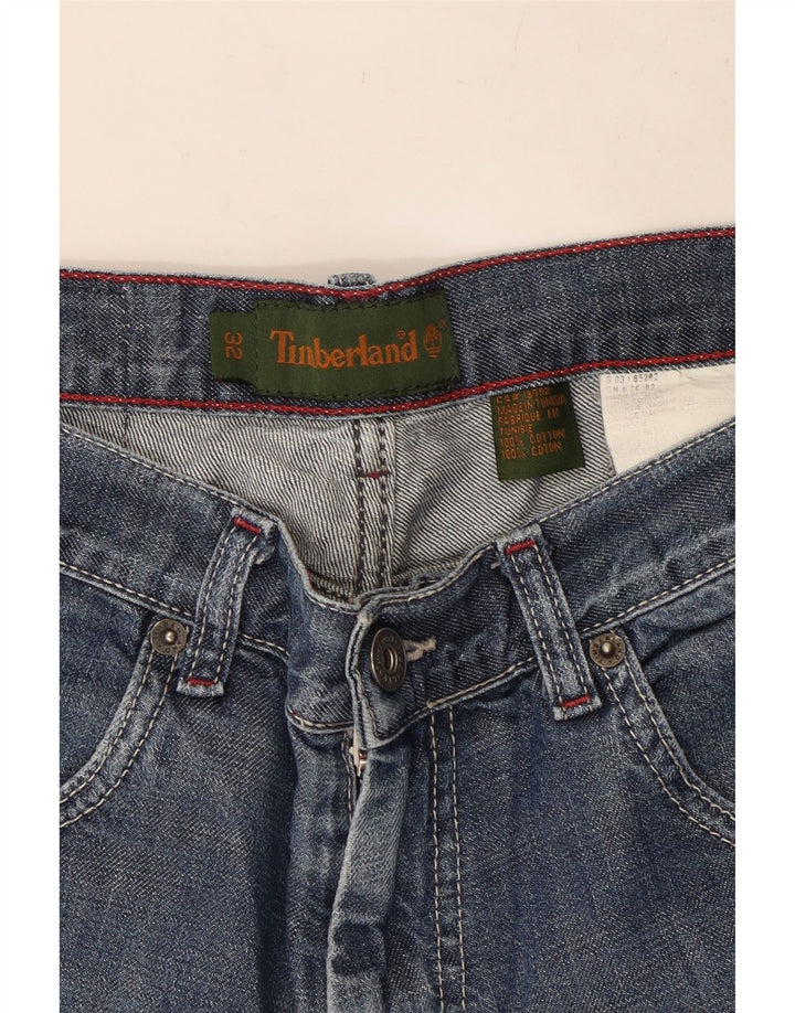 Calça jeans reta feminina Timberland W32 L29 azul algodão