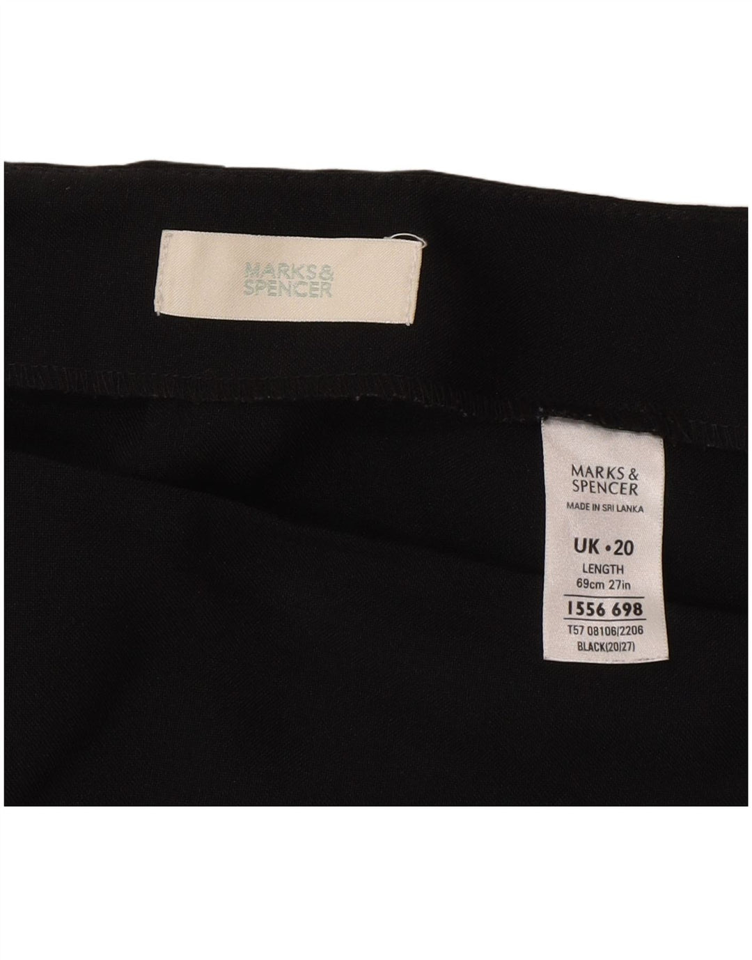Saia lápis feminina Marks & Spencer Reino Unido 20 2XL W40 poliéster preto