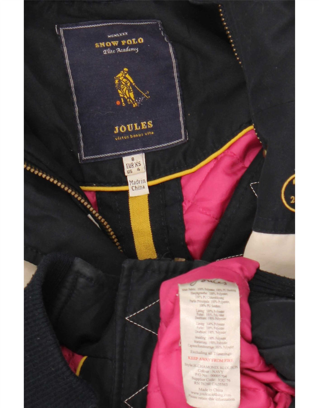 Jaqueta de esqui feminina Joules UK 8 pequena azul marinho