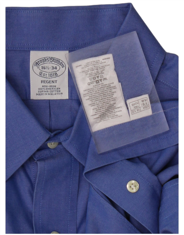 Camisa masculina Regent BROOKS BROTHERS tamanho 16 1/2 grande algodão azul