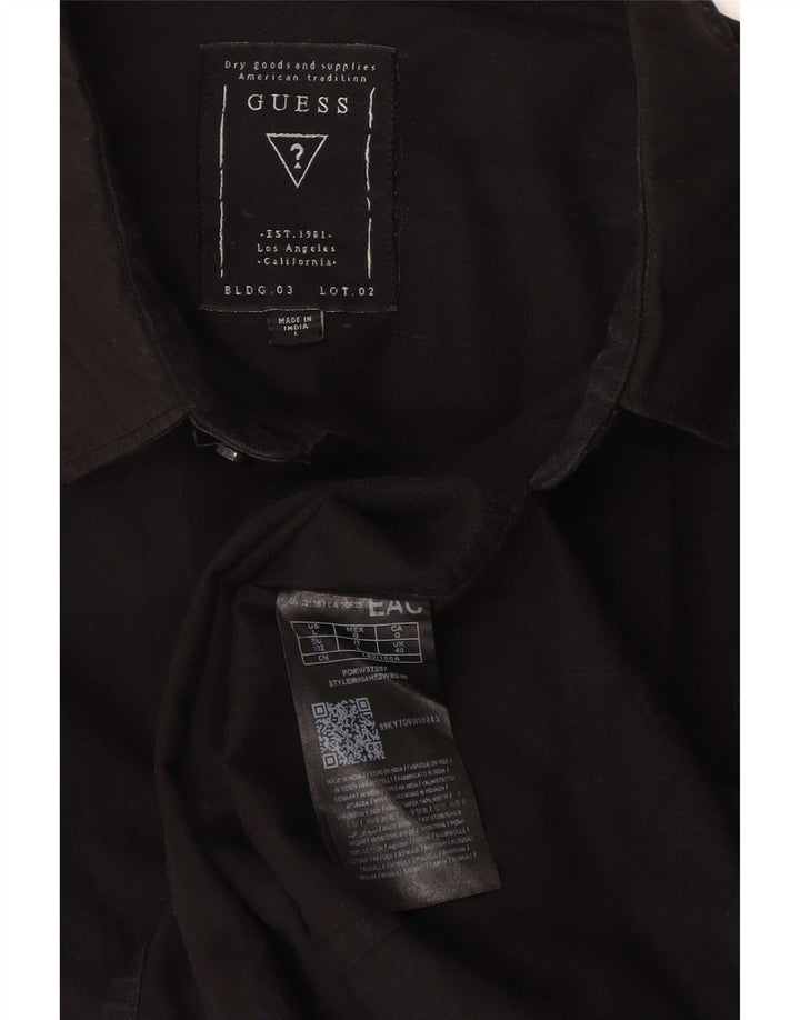 Camisa masculina Guess Slim Fit grande algodão xadrez preto