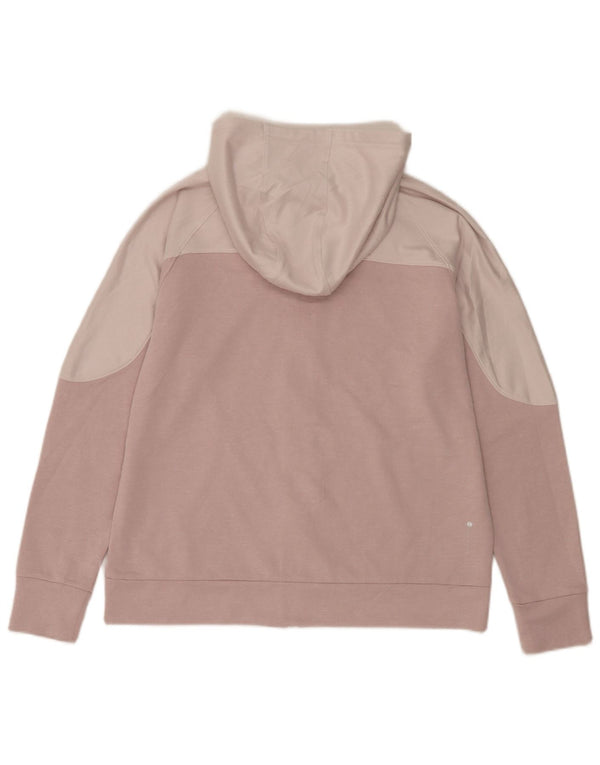 Suéter feminino Under Armour com capuz e zíper Reino Unido 14 bloco colorido rosa médio