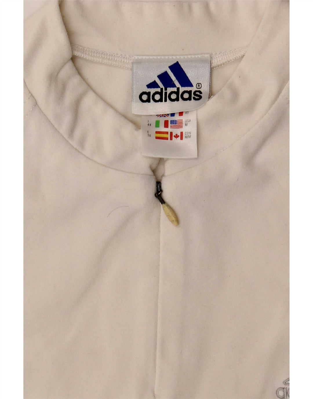 Adidas Womens Zip Neck Vest Top UK 12 Médio Branco Poliéster