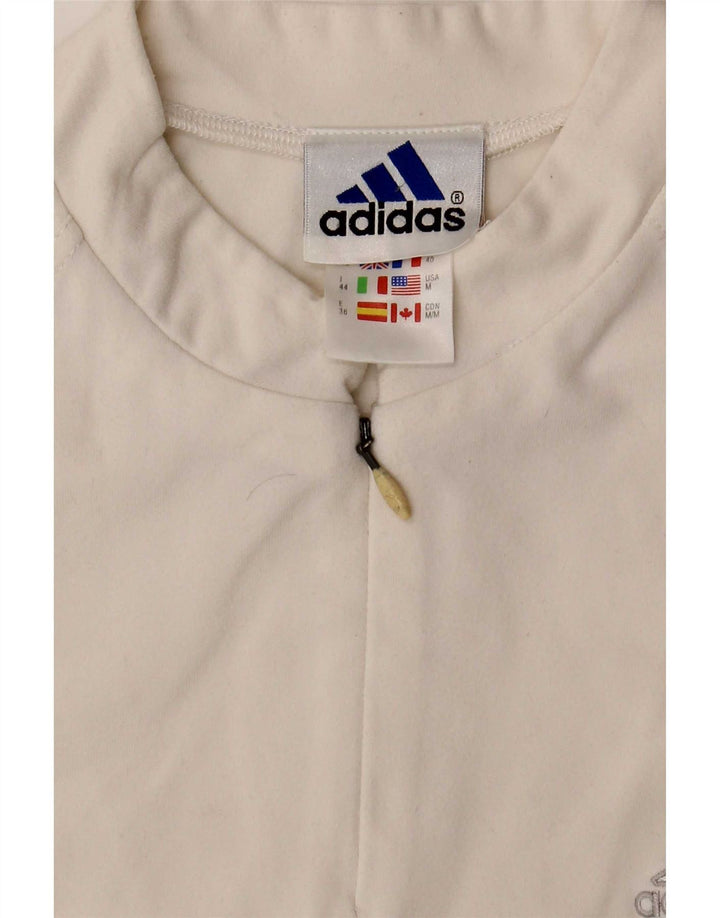 Adidas Womens Zip Neck Vest Top UK 12 Médio Branco Poliéster